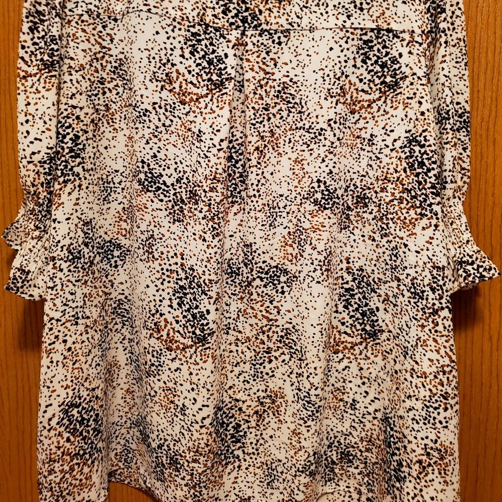 Bright black and cream spotted blouse Jones & Co. NY 2X NWT